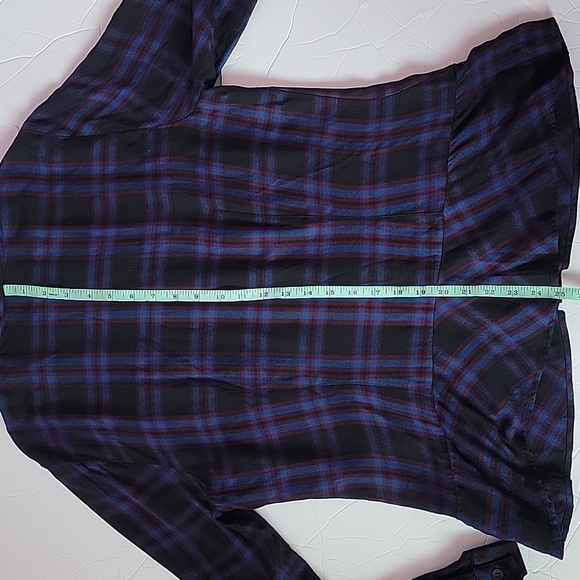 CABI Moody Plaid Button Up Flowy Peplum Tunic Shirt/M. - Picture 5 of 12